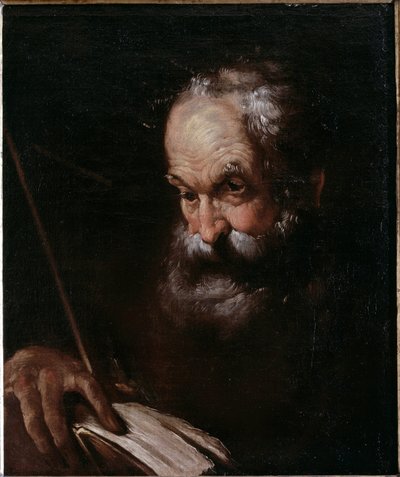 Portræt af gammel mand med en bog (olie på lærred af Bernardo Strozzi