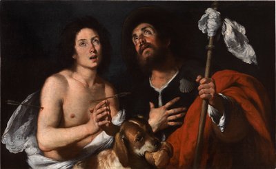 Saints Roch og Sebastian. af Bernardo Strozzi