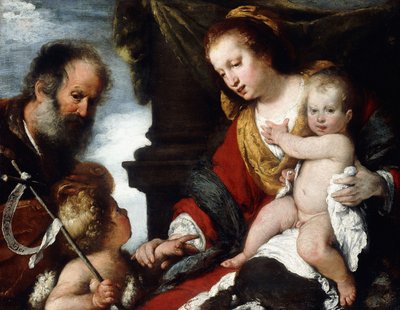 Den hellige familie med spædbarnet St. af Bernardo Strozzi