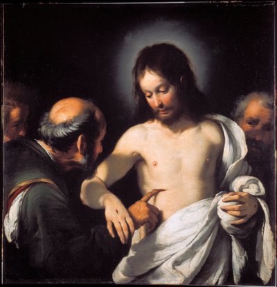The Incredulite of St. Thomas Maleri af Bernardo Strozzi (1581-1644) Mål 101 x 97,5 cm Gener, Musei di Strada Nuova (tidligere Palazzo Bianco) af Bernardo Strozzi