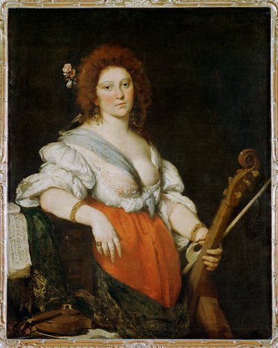 Sangerinden Barbara Strozzi med en viola da gamba af Bernardo Strozzi