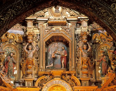 Altertavle af kirken San Francisco, Quito, Pichincha, Ecuador af Bernardo de Legarda