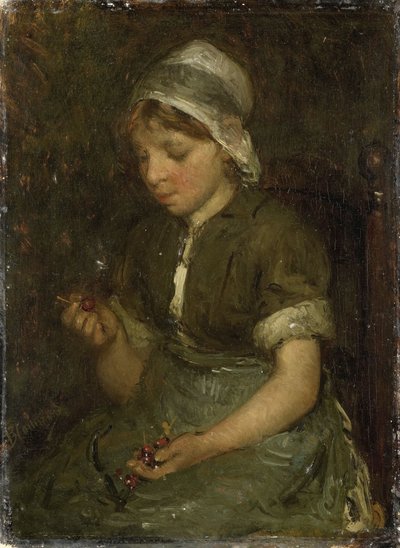 Pige med kirsebær af Bernardus Johannes Blommers or Bloomers