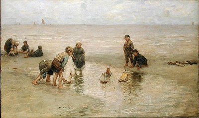 Regattaen (olie på lærred) af Bernardus Johannes Blommers or Bloomers