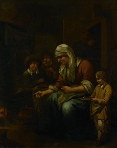 Kvinde laver pandekager af Bernardus van Schijndel