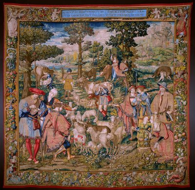 flamsk gobelin. Serie The Foundation of Rome: Faustulus møder Romulus og Remus. Tegneren Barend van Orley (?). Bruxelles fremstilling. 1525-1530. af Bernart van (attr. to) Orley