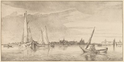 Flod med by, 1775. af Bernhard Schreuder