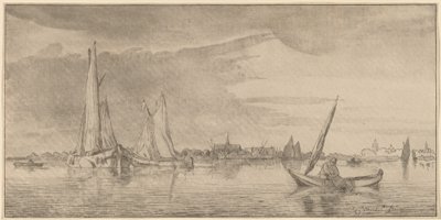 Flod med by, 1775. af Bernhard Schreuder