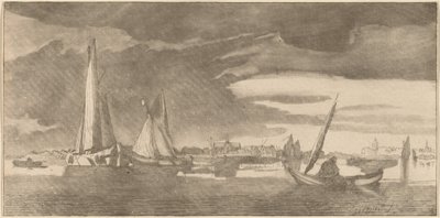 Flod med by, 1775. af Bernhard Schreuder
