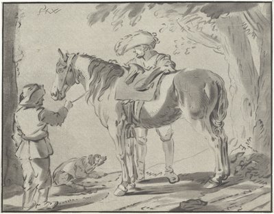 To mænd ved en hest af Bernhard Schreuder