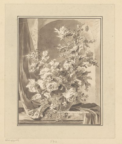Vase med blomster til en niche af Bernhard Schreuder