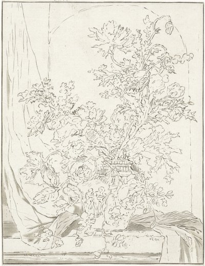 Vase med blomster til en niche af Bernhard Schreuder