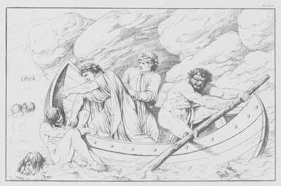 Dantes guddommelige komedie, Inferno (Helvede), planche XIV (litografi) af Bernhard Schuler
