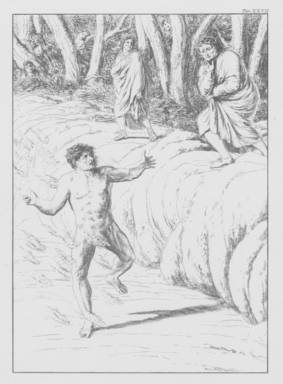 Dantes guddommelige komedie, Inferno (Helvede), plade XXVII (litografi) af Bernhard Schuler