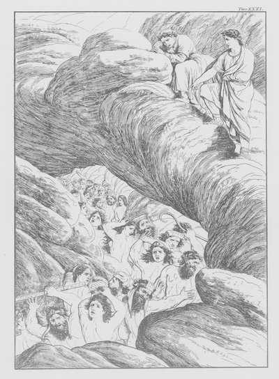 Dantes Guddommelige Komedie, Inferno (Helvede), planche XXXI (litografi) af Bernhard Schuler