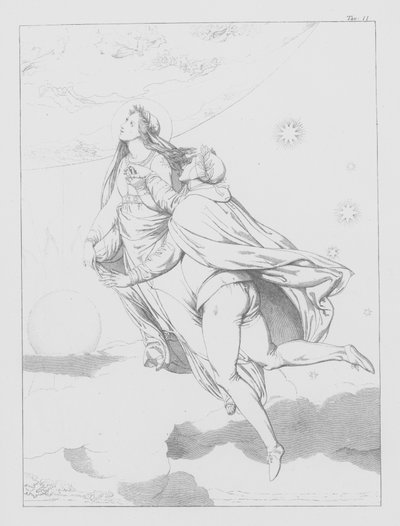 Dantes guddommelige komedie, Paradiso (Himlen), plade II (litografi) af Bernhard Schuler