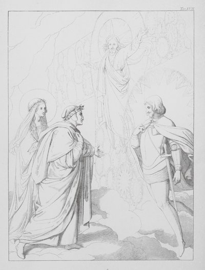 Dantes guddommelige komedie, Paradiso (Himlen), plade XVII (litografi) af Bernhard Schuler