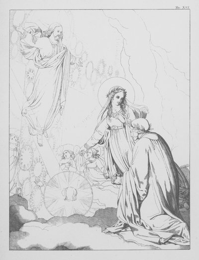 Dantes guddommelige komedie, Paradiso (Himlen), plade XVI (litografi) af Bernhard Schuler