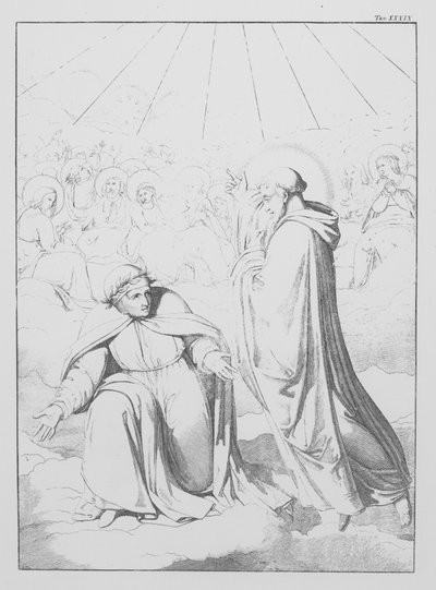 Dantes guddommelige komedie, Paradiso (Himlen), plade XXXIX (litografi) af Bernhard Schuler