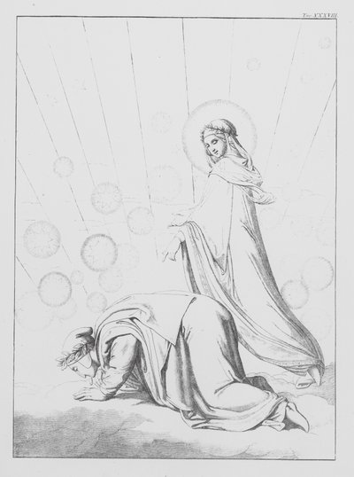 Dantes Guddommelige Komedie, Paradiso (Himlen), planche XXXVIII (litografi) af Bernhard Schuler
