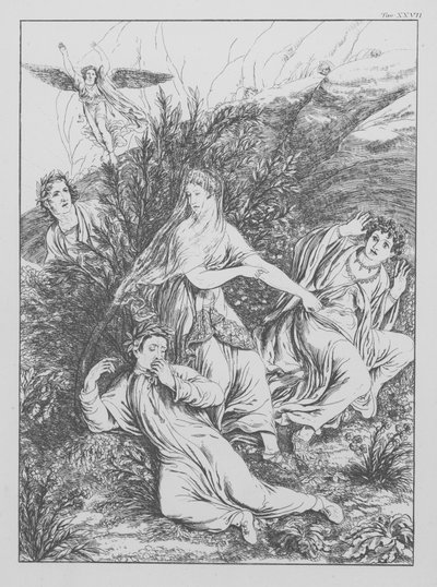 Dantes guddommelige komedie, Purgatorio (Skærsilden), plade XXVII (litografi) af Bernhard Schuler