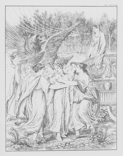 Dantes guddommelige komedie, Purgatorio (Skærsilden), plade XXXVIII (litografi) af Bernhard Schuler