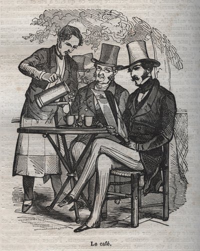 Kaffe - gravering i "La Physiologie du gout"" af Jean Anthelme Brillat Savarin af Bertall