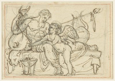 Design til et relief, der forestiller Amor og en liggende figur af Anacreon af Bertel Thorvaldsen