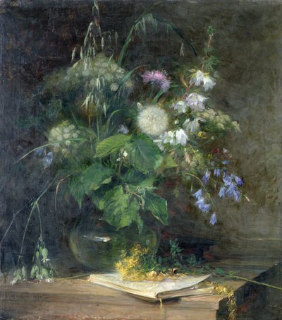 Vilde blomster i en glasvase af Bertha Wegmann