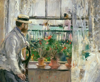 Eugene Manet (1834-92) på Isle of Wight (olie på lærred) af Berthe Morisot