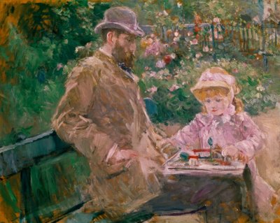 Eugene Manet og hans datter i Bougival -haven af Berthe Morisot