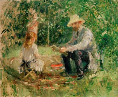 Eugène Manet og hans datter i haven af Berthe Morisot