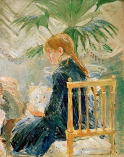 Pige med hund (andet fragment) af Berthe Morisot