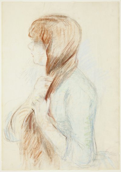 Pige, der fletter sit hår (La Natte) af Berthe Morisot