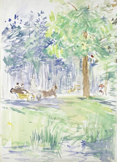 Hest og vogn på en skovvej, efter 1883 (akvarel på hvidt vævet papir) af Berthe Morisot