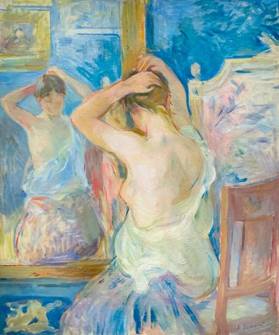 Foran spejlet, ca. 1890 (olie på lærred) af Berthe Morisot