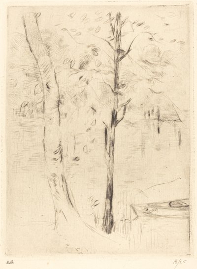 Sø med robåd af Berthe Morisot