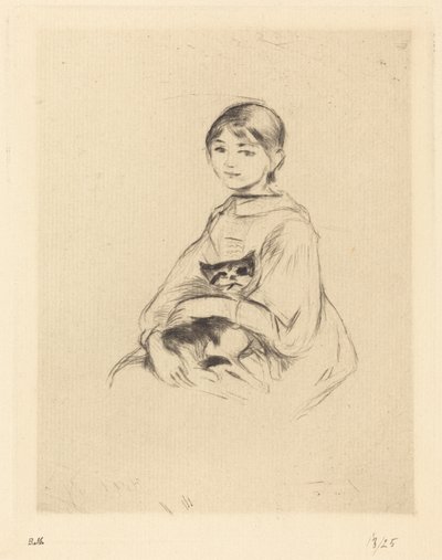 Lille pige med kat af Berthe Morisot