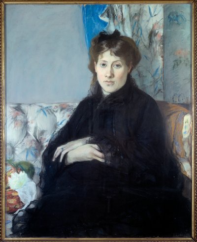 Portræt af Madame Edma Pontillon, født Morisot, søster til kunstneren. Maleri af Berthe Morisot af Berthe Morisot