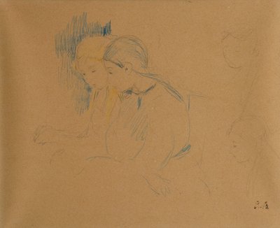 Portræt af unge piger (farveblyanter og blyant) af Berthe Morisot