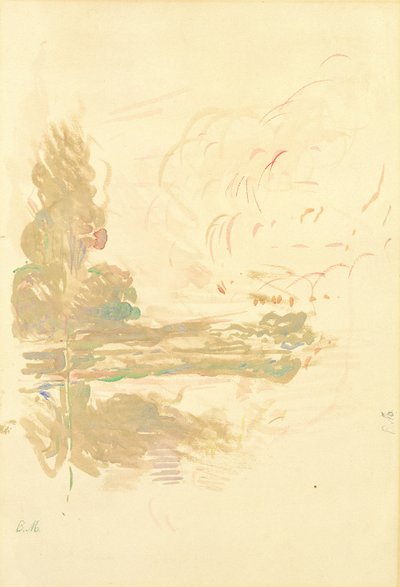 Refleksioner i Seinen, 1890 (akvarel på papir) af Berthe Morisot
