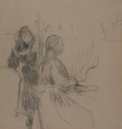 Studie for La Musique, 1893 (kul på lagt papir) af Berthe Morisot