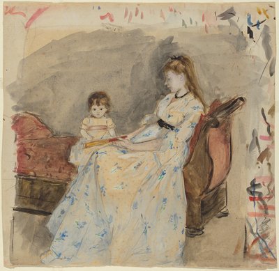 Kunstnerens søster, Edma, med sin datter, Jeanne af Berthe Morisot