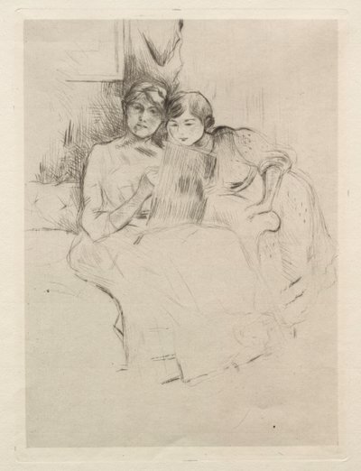 Tegneundervisningen (Berthe Morisot tegner med sin datter) af Berthe Morisot
