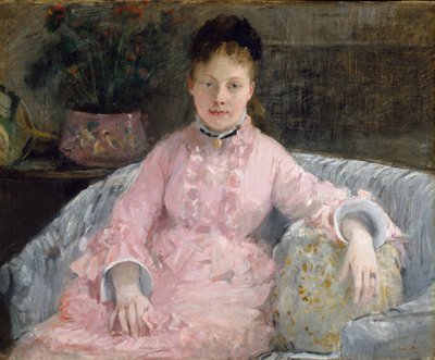 Den lyserøde kjole, ca. 1870 (olie på lærred) af Berthe Morisot