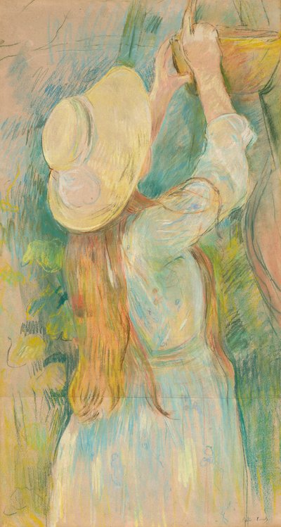 Ung pige holder en kurv af Berthe Morisot