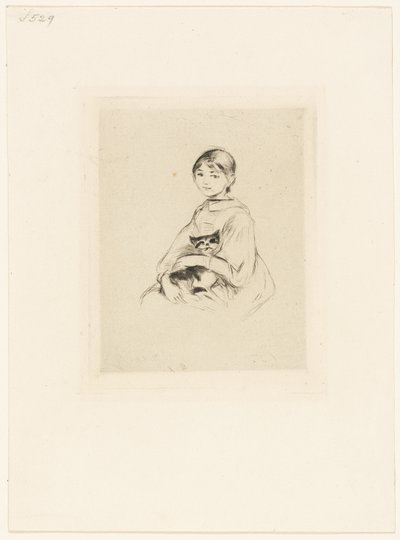 Ung pige med kat af Berthe Morisot