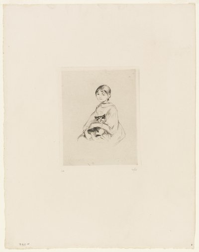 Ung pige med kat af Berthe Morisot