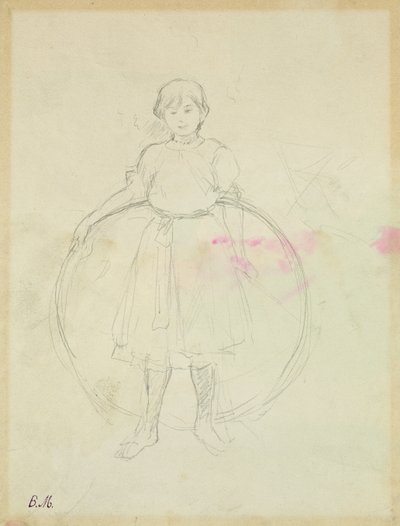 Ung pige med en bøjle, 1888 (grafit på papir) af Berthe Morisot