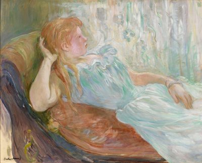 Ung kvinde på en sofa af Berthe Morisot